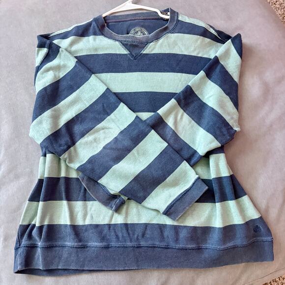 Rugby Stripe Nat Nast Striped Cotton Sweatshirt XL Navy Green Macau 90s Y2K - Picture 3 of 8